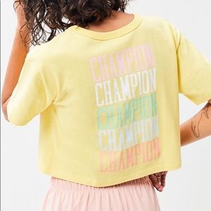 NWT Champion Yellow Embroidered Logo Crop Top
